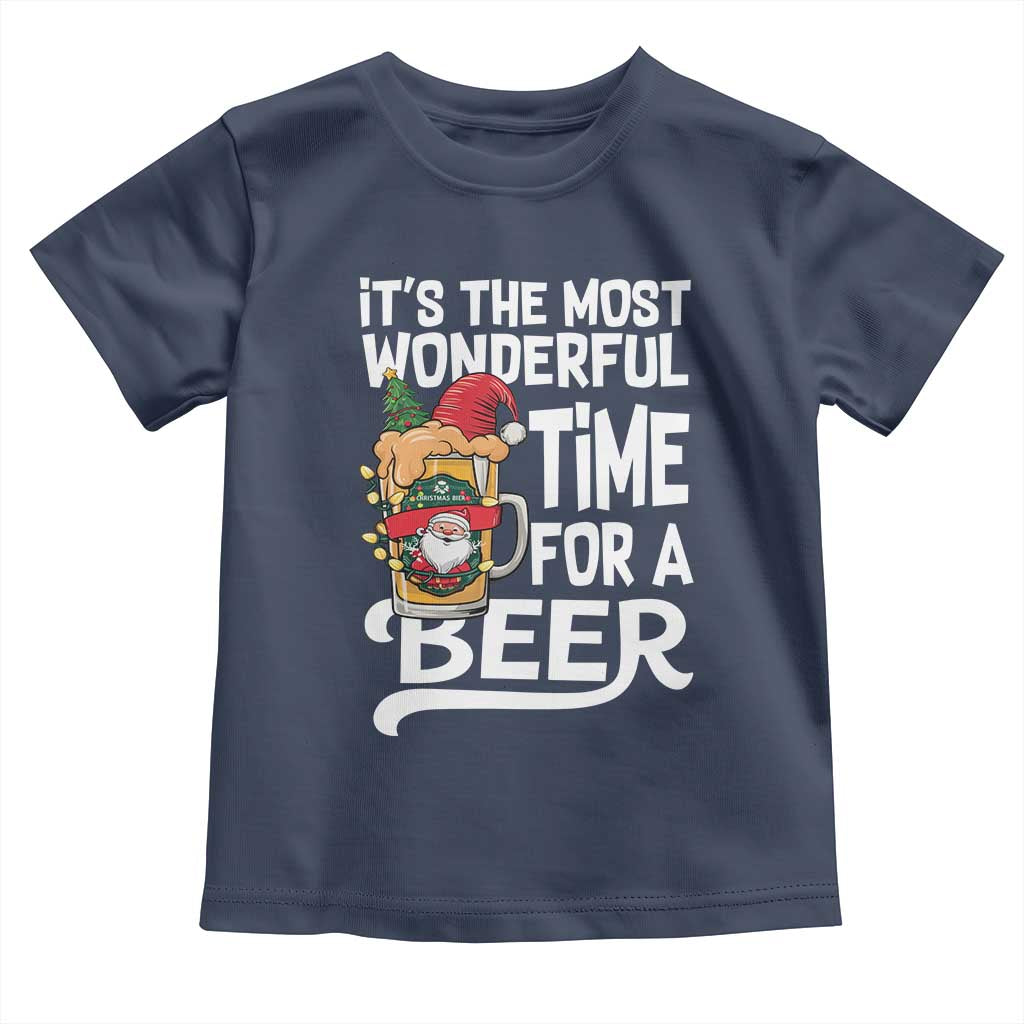 Funny Christmas Drinking Toddler T Shirt It is The Most Wonderful Time For A Beer - Wonder Print Shop