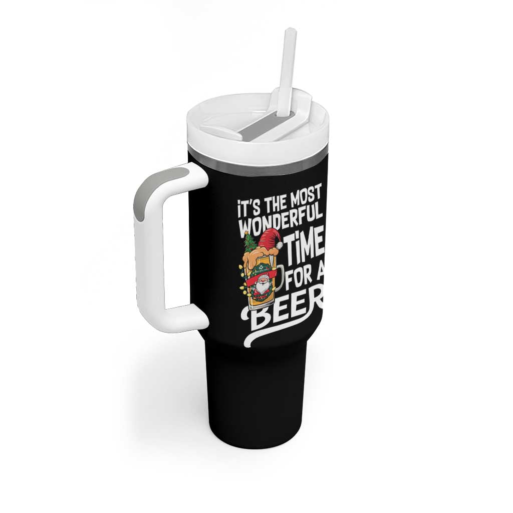 Funny Christmas Drinking Tumbler With Handle It is The Most Wonderful Time For A Beer