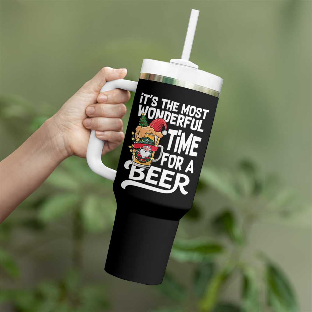 Funny Christmas Drinking Tumbler With Handle It is The Most Wonderful Time For A Beer