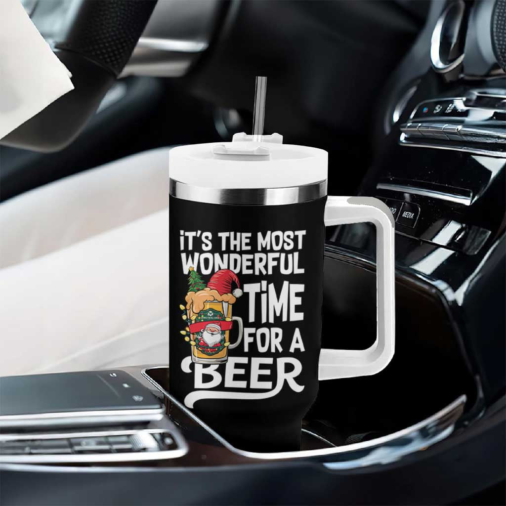 Funny Christmas Drinking Tumbler With Handle It is The Most Wonderful Time For A Beer