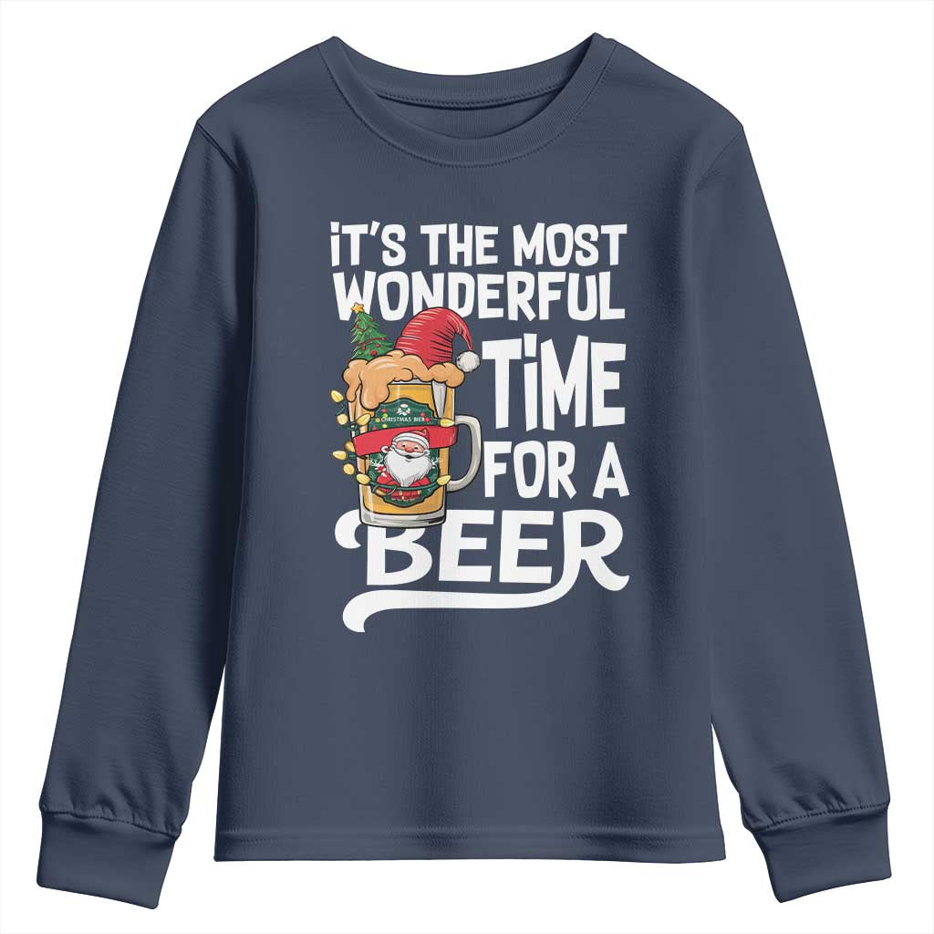 Funny Christmas Drinking Youth Sweatshirt It is The Most Wonderful Time For A Beer - Wonder Print Shop