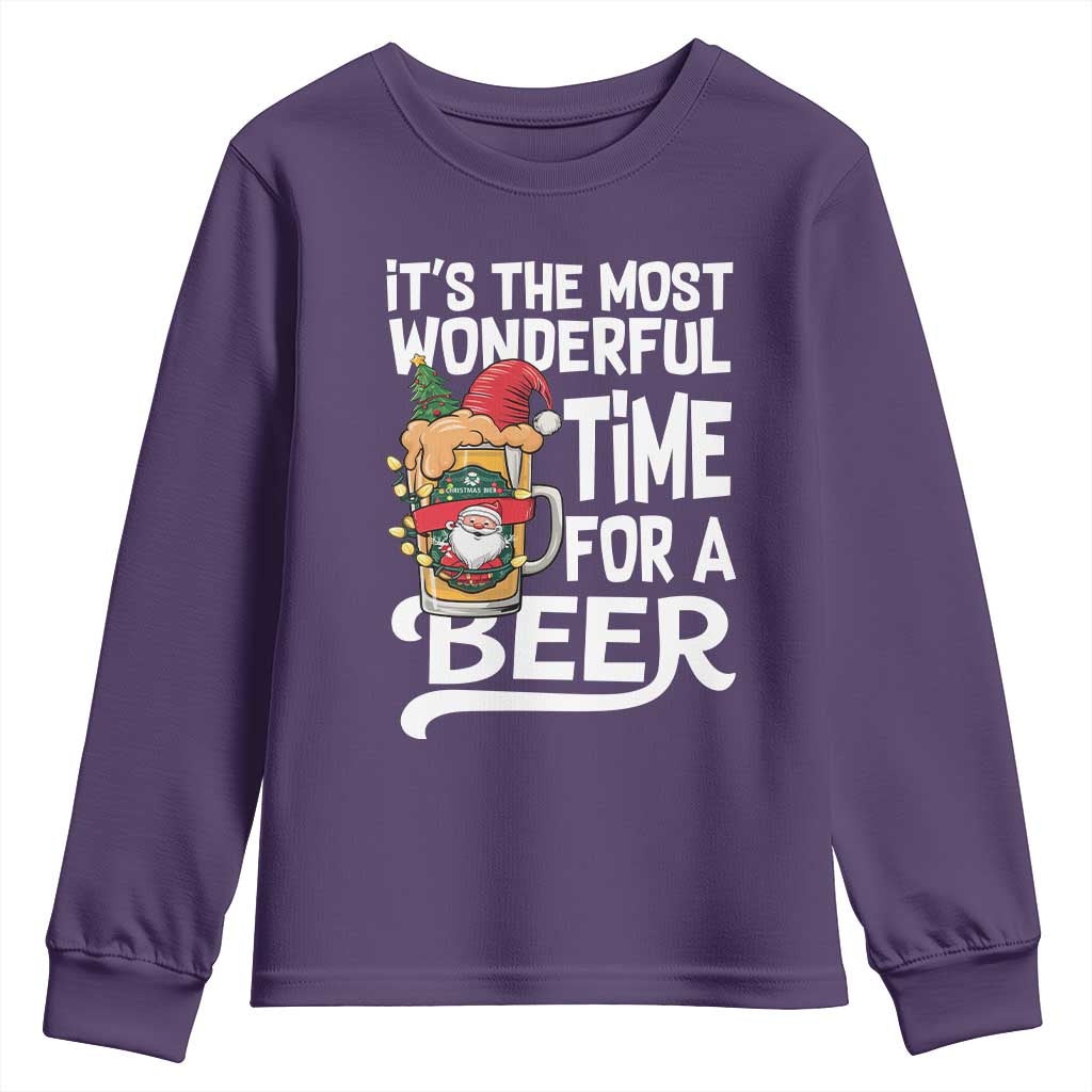 Funny Christmas Drinking Youth Sweatshirt It is The Most Wonderful Time For A Beer - Wonder Print Shop