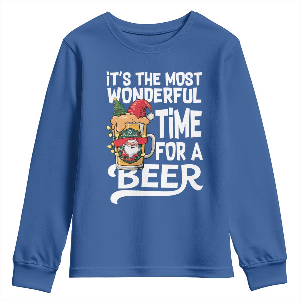 Funny Christmas Drinking Youth Sweatshirt It is The Most Wonderful Time For A Beer - Wonder Print Shop