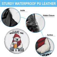 It is The Most Wonderful Time For A Beer Spare Tire Cover Funny Polar Bear Drinking Beer - Wonder Print Shop