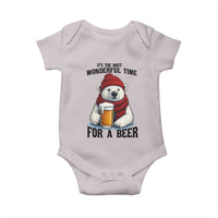 It is The Most Wonderful Time For A Beer Baby Onesie Funny Polar Bear Drinking Beer - Wonder Print Shop