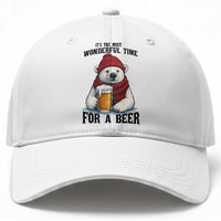 It is The Most Wonderful Time For A Beer Baseball Cap Funny Polar Bear Drinking Beer