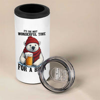 It is The Most Wonderful Time For A Beer 4 in 1 Can Cooler Tumbler Funny Polar Bear Drinking Beer