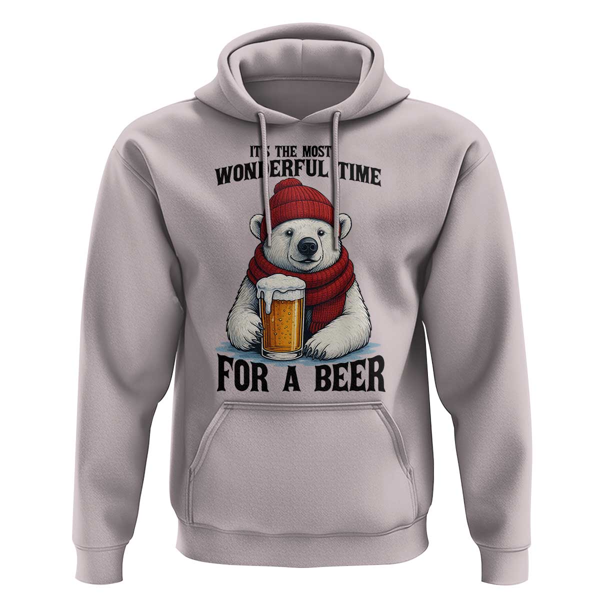 It is The Most Wonderful Time For A Beer Hoodie Funny Polar Bear Drinking Beer - Wonder Print Shop