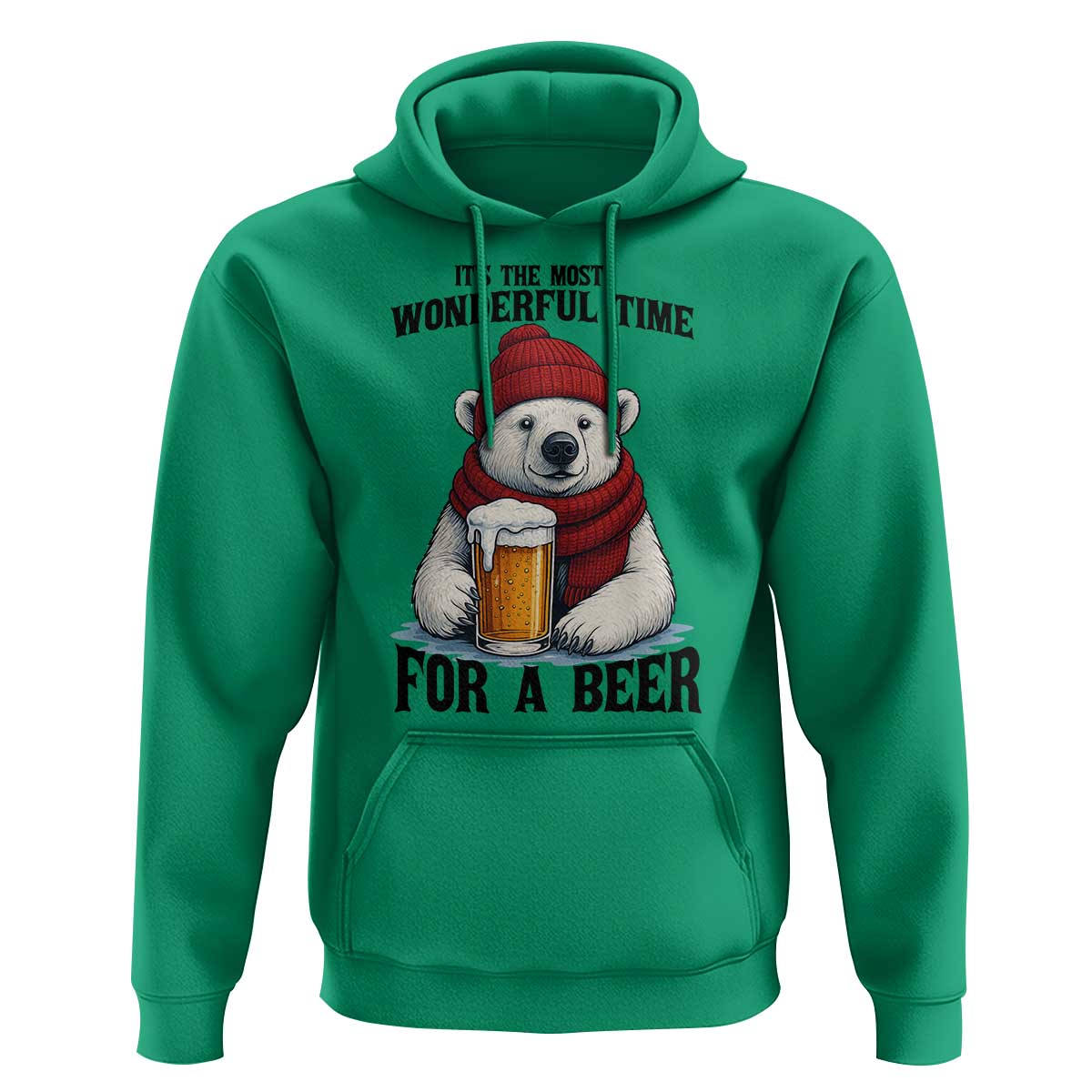 It is The Most Wonderful Time For A Beer Hoodie Funny Polar Bear Drinking Beer - Wonder Print Shop