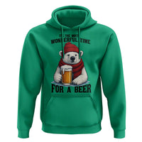 It is The Most Wonderful Time For A Beer Hoodie Funny Polar Bear Drinking Beer - Wonder Print Shop