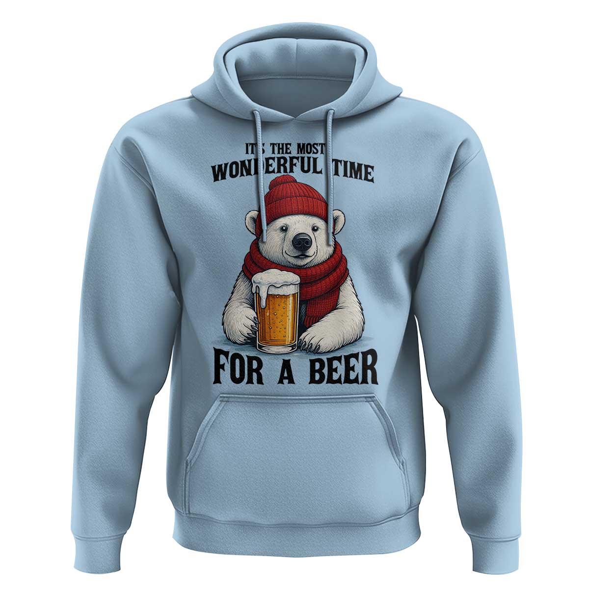 It is The Most Wonderful Time For A Beer Hoodie Funny Polar Bear Drinking Beer - Wonder Print Shop