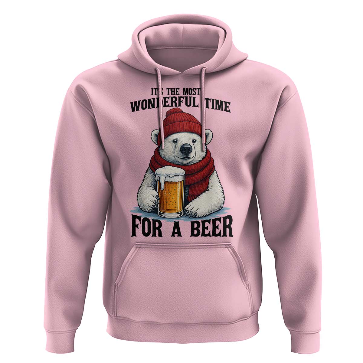 It is The Most Wonderful Time For A Beer Hoodie Funny Polar Bear Drinking Beer - Wonder Print Shop