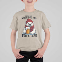 It is The Most Wonderful Time For A Beer T Shirt For Kid Funny Polar Bear Drinking Beer - Wonder Print Shop