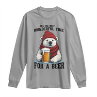 It is The Most Wonderful Time For A Beer Long Sleeve Shirt Funny Polar Bear Drinking Beer - Wonder Print Shop