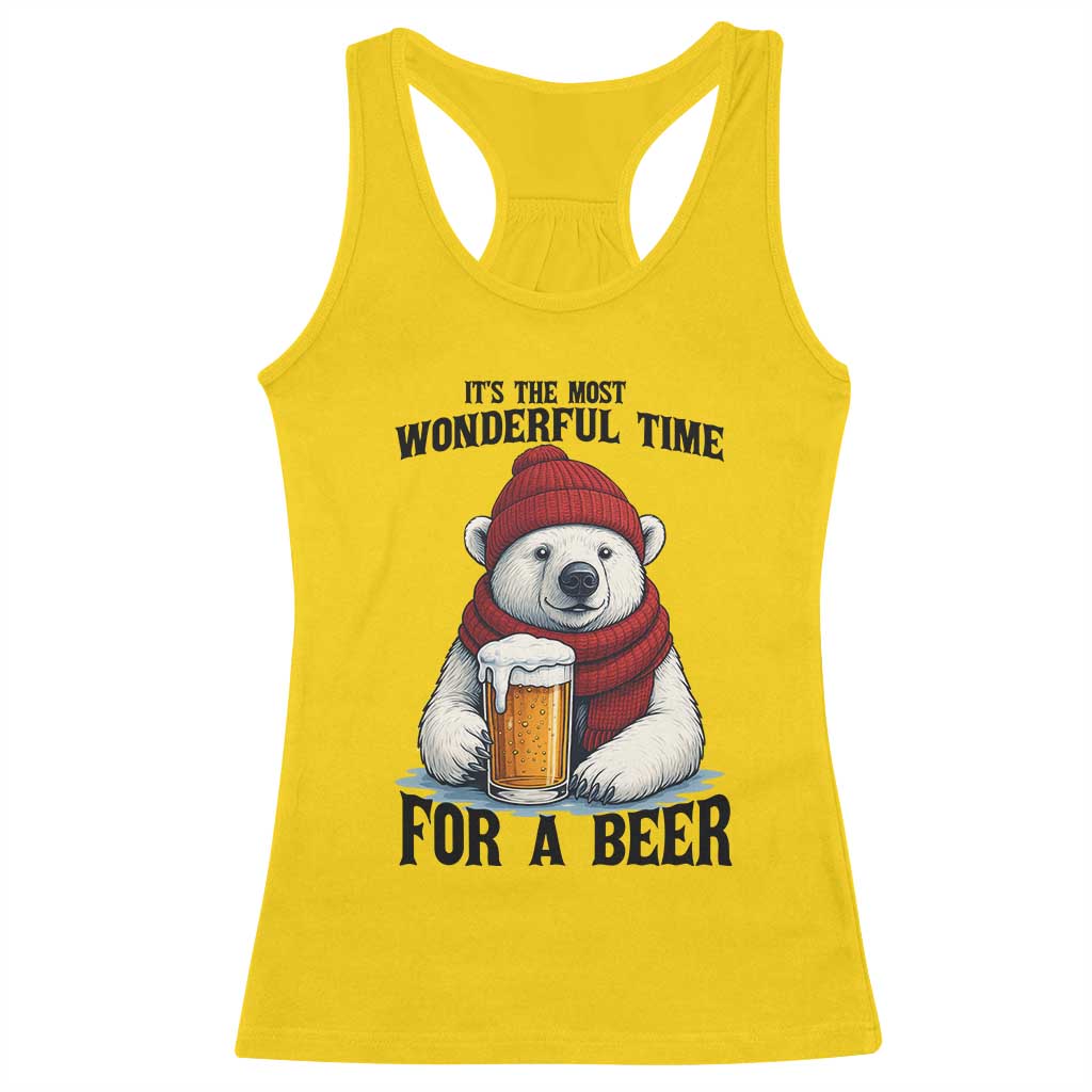 It is The Most Wonderful Time For A Beer Racerback Tank Top Funny Polar Bear Drinking Beer - Wonder Print Shop
