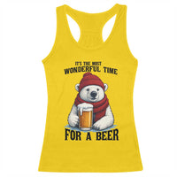 It is The Most Wonderful Time For A Beer Racerback Tank Top Funny Polar Bear Drinking Beer - Wonder Print Shop