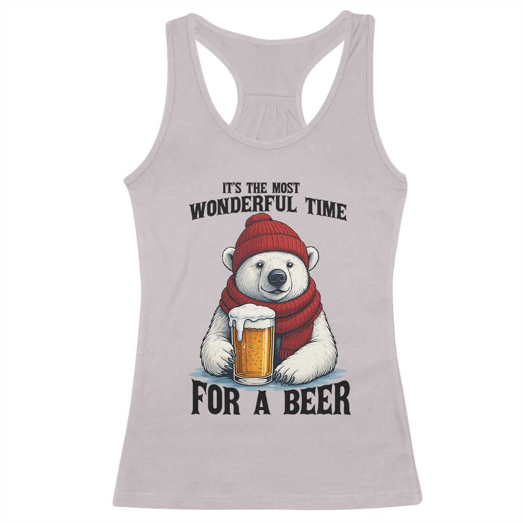 It is The Most Wonderful Time For A Beer Racerback Tank Top Funny Polar Bear Drinking Beer - Wonder Print Shop