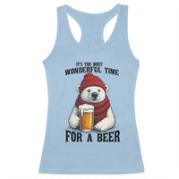 It is The Most Wonderful Time For A Beer Racerback Tank Top Funny Polar Bear Drinking Beer - Wonder Print Shop