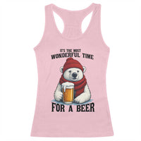 It is The Most Wonderful Time For A Beer Racerback Tank Top Funny Polar Bear Drinking Beer - Wonder Print Shop