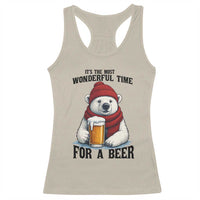 It is The Most Wonderful Time For A Beer Racerback Tank Top Funny Polar Bear Drinking Beer - Wonder Print Shop