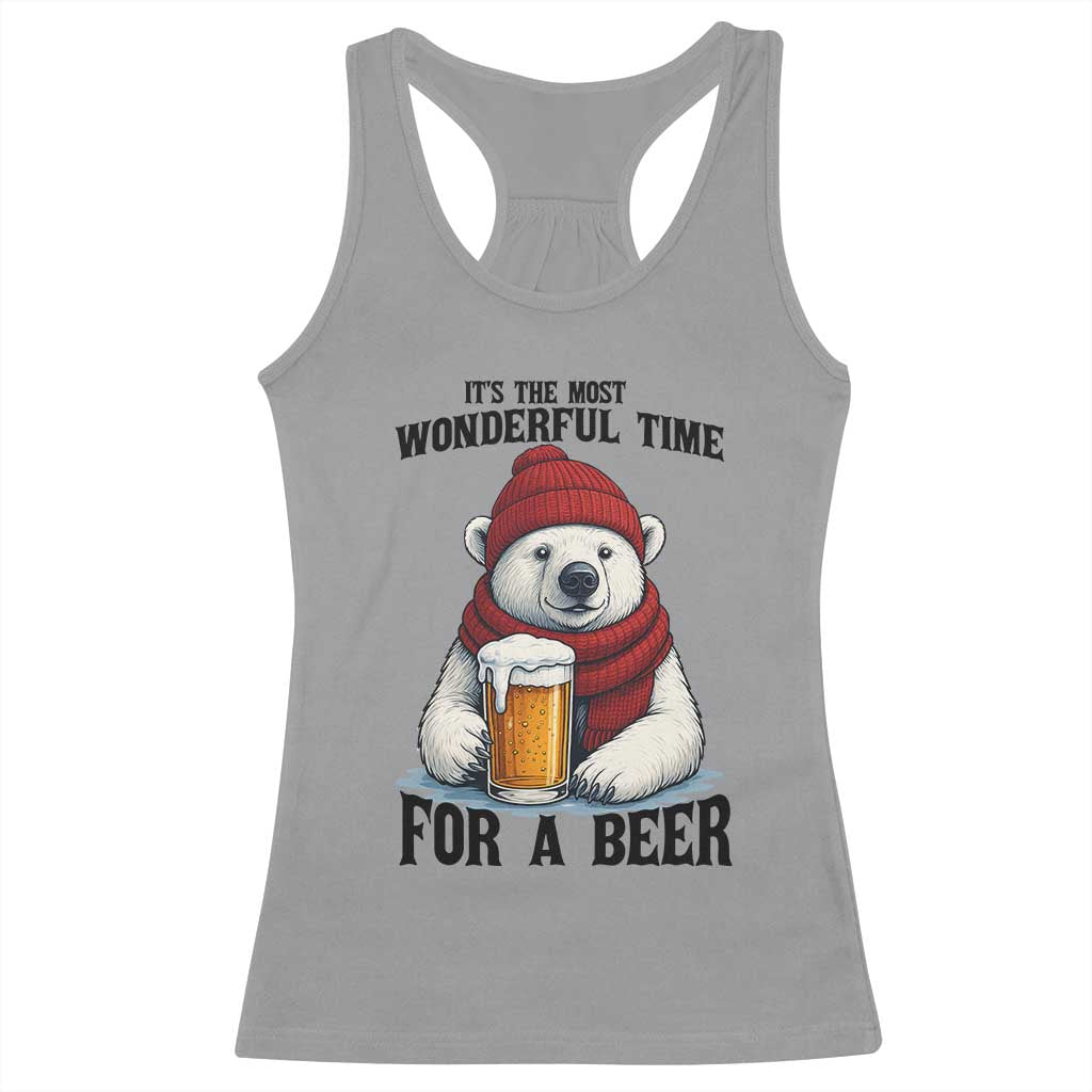 It is The Most Wonderful Time For A Beer Racerback Tank Top Funny Polar Bear Drinking Beer - Wonder Print Shop
