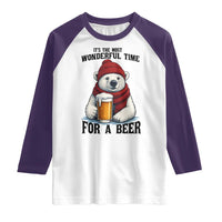 It is The Most Wonderful Time For A Beer Raglan Shirt Funny Polar Bear Drinking Beer - Wonder Print Shop