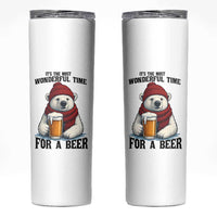 It is The Most Wonderful Time For A Beer Skinny Tumbler Funny Polar Bear Drinking Beer