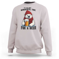 It is The Most Wonderful Time For A Beer Sweatshirt Funny Polar Bear Drinking Beer - Wonder Print Shop