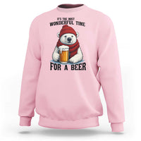 It is The Most Wonderful Time For A Beer Sweatshirt Funny Polar Bear Drinking Beer - Wonder Print Shop