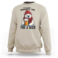 It is The Most Wonderful Time For A Beer Sweatshirt Funny Polar Bear Drinking Beer - Wonder Print Shop