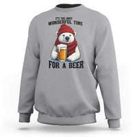 It is The Most Wonderful Time For A Beer Sweatshirt Funny Polar Bear Drinking Beer - Wonder Print Shop