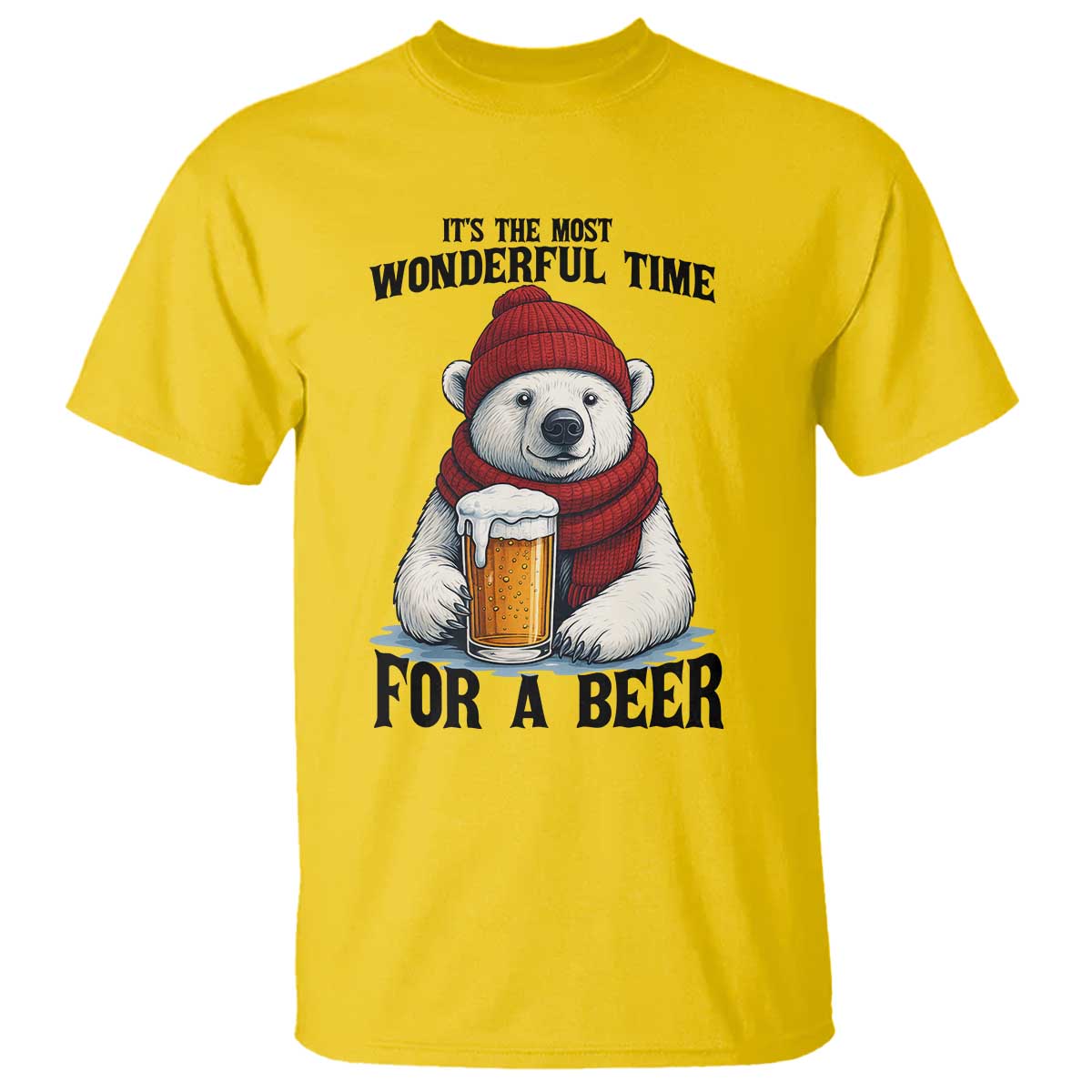 It is The Most Wonderful Time For A Beer T Shirt Funny Polar Bear Drinking Beer - Wonder Print Shop