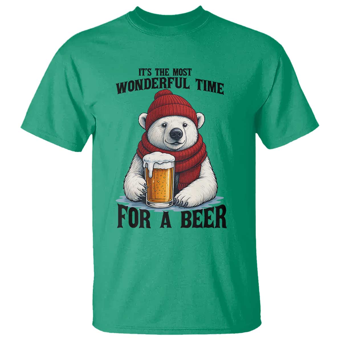 It is The Most Wonderful Time For A Beer T Shirt Funny Polar Bear Drinking Beer - Wonder Print Shop
