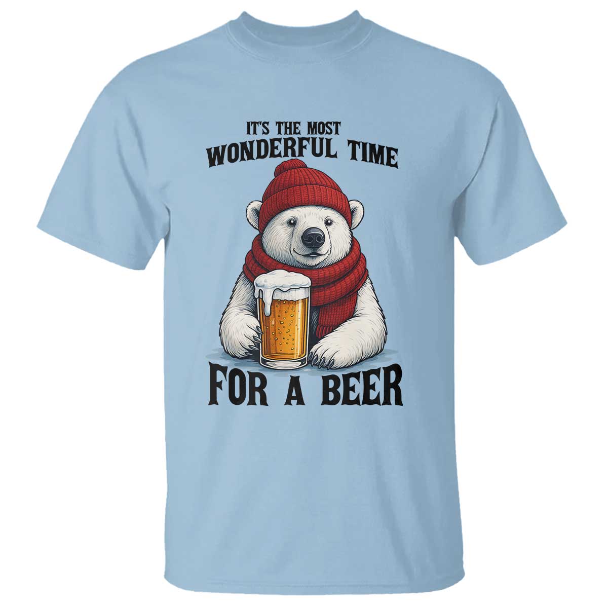 It is The Most Wonderful Time For A Beer T Shirt Funny Polar Bear Drinking Beer - Wonder Print Shop
