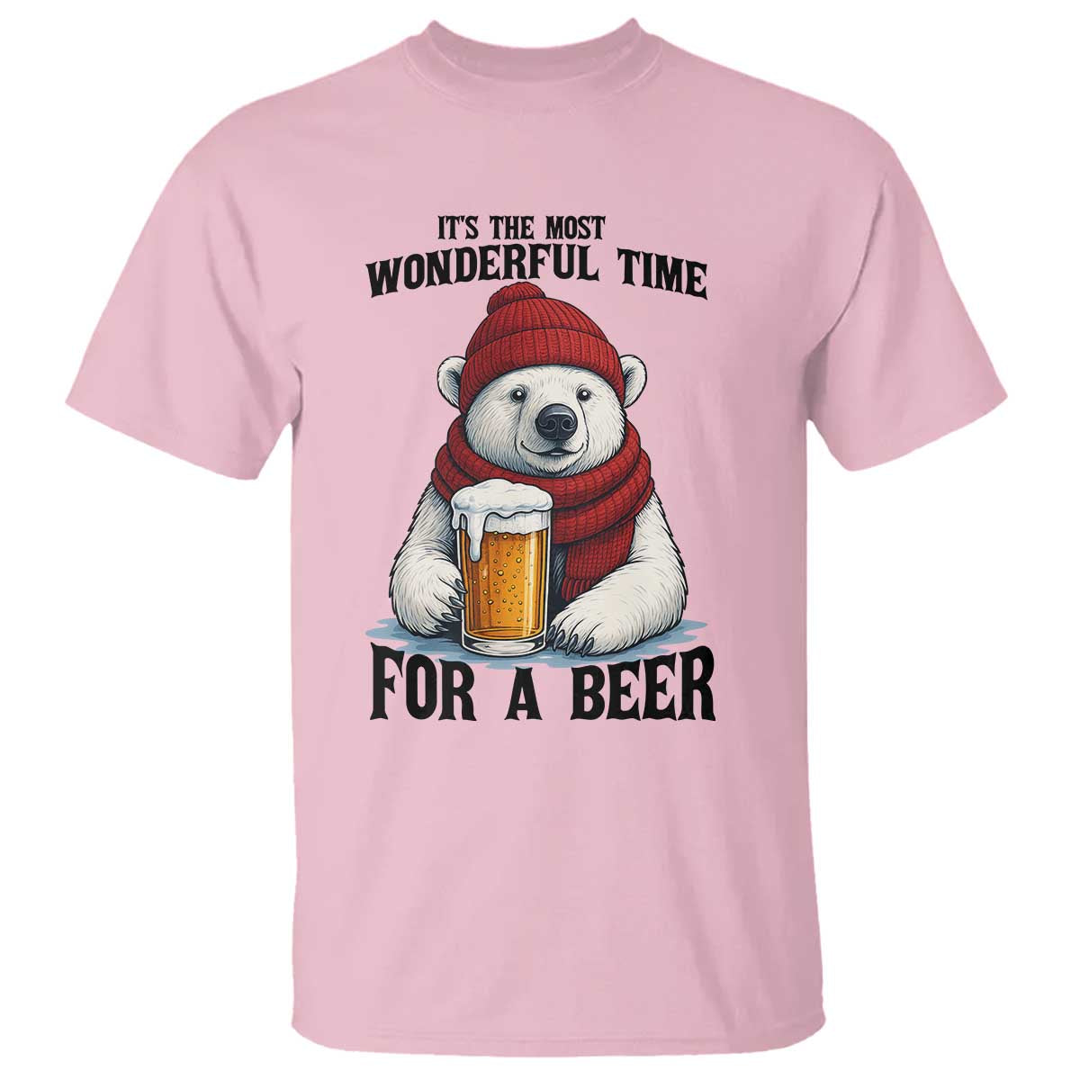 It is The Most Wonderful Time For A Beer T Shirt Funny Polar Bear Drinking Beer - Wonder Print Shop