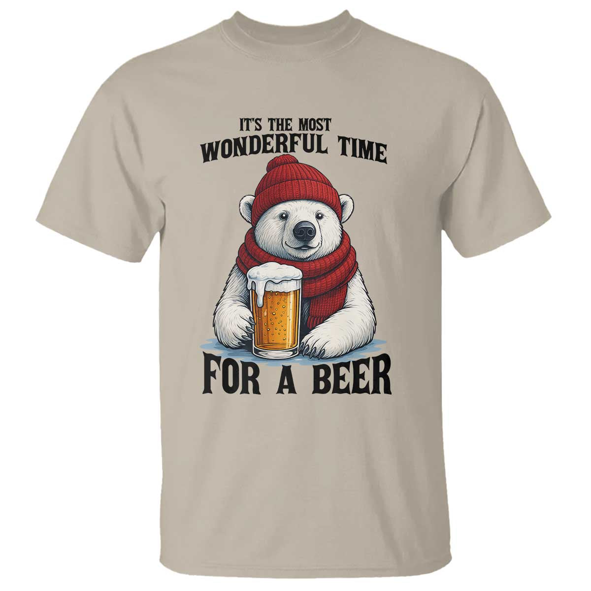 It is The Most Wonderful Time For A Beer T Shirt Funny Polar Bear Drinking Beer - Wonder Print Shop