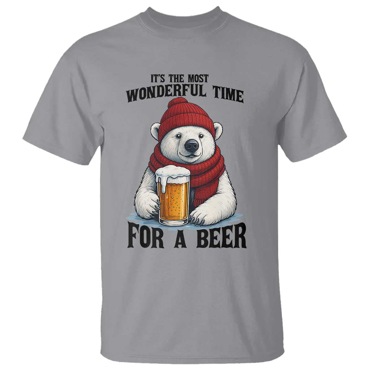 It is The Most Wonderful Time For A Beer T Shirt Funny Polar Bear Drinking Beer - Wonder Print Shop