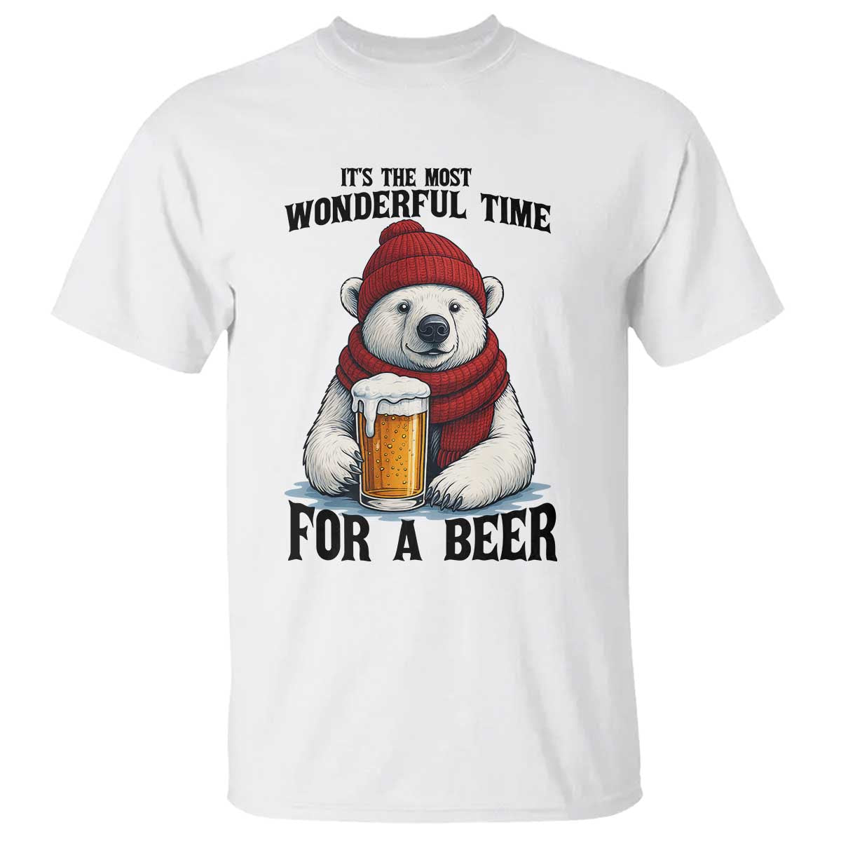 It is The Most Wonderful Time For A Beer T Shirt Funny Polar Bear Drinking Beer - Wonder Print Shop