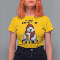 It is The Most Wonderful Time For A Beer T Shirt For Women Funny Polar Bear Drinking Beer - Wonder Print Shop