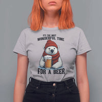 It is The Most Wonderful Time For A Beer T Shirt For Women Funny Polar Bear Drinking Beer - Wonder Print Shop