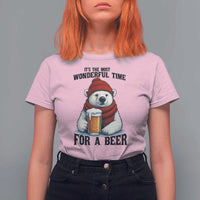 It is The Most Wonderful Time For A Beer T Shirt For Women Funny Polar Bear Drinking Beer - Wonder Print Shop