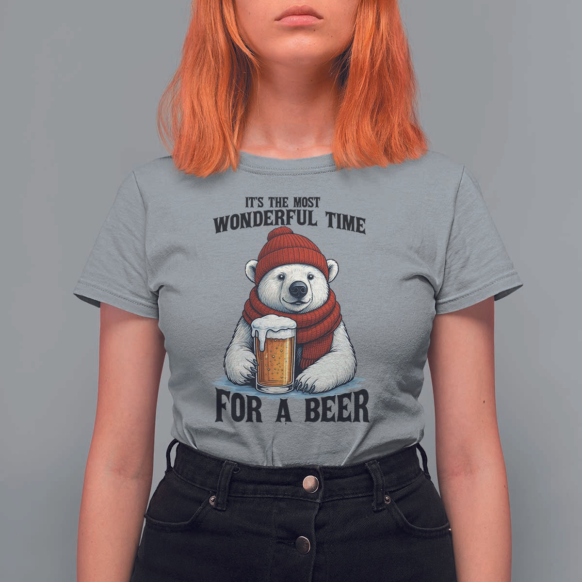 It is The Most Wonderful Time For A Beer T Shirt For Women Funny Polar Bear Drinking Beer - Wonder Print Shop