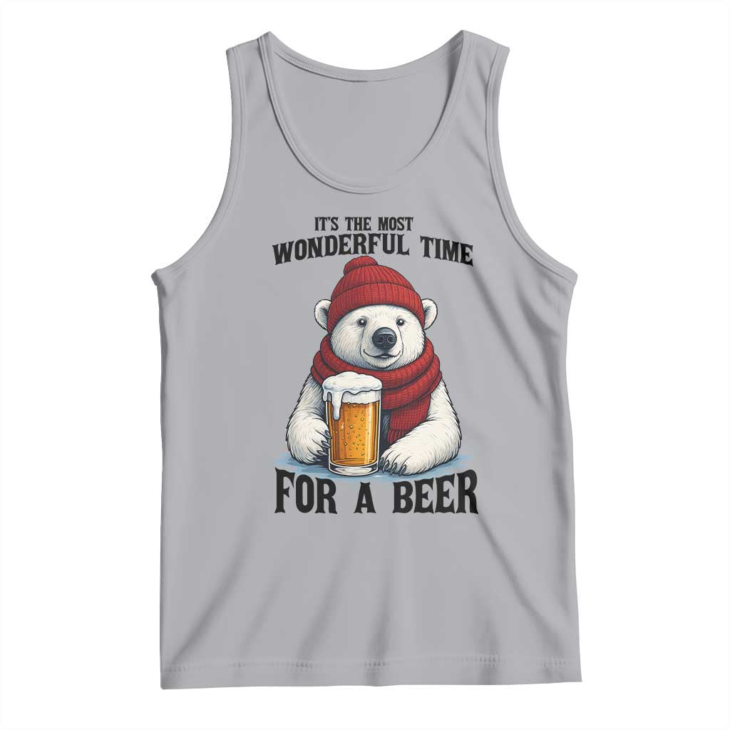 It is The Most Wonderful Time For A Beer Tank Top Funny Polar Bear Drinking Beer - Wonder Print Shop