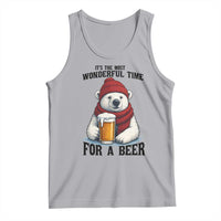 It is The Most Wonderful Time For A Beer Tank Top Funny Polar Bear Drinking Beer - Wonder Print Shop