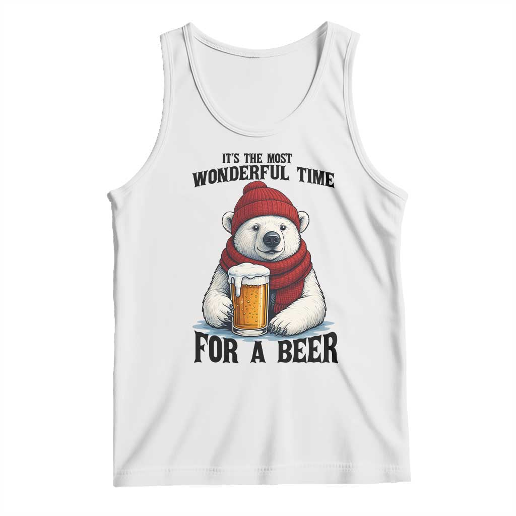 It is The Most Wonderful Time For A Beer Tank Top Funny Polar Bear Drinking Beer - Wonder Print Shop