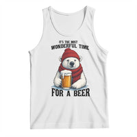 It is The Most Wonderful Time For A Beer Tank Top Funny Polar Bear Drinking Beer - Wonder Print Shop