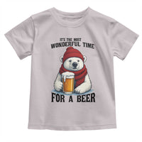 It is The Most Wonderful Time For A Beer Toddler T Shirt Funny Polar Bear Drinking Beer - Wonder Print Shop