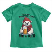 It is The Most Wonderful Time For A Beer Toddler T Shirt Funny Polar Bear Drinking Beer - Wonder Print Shop