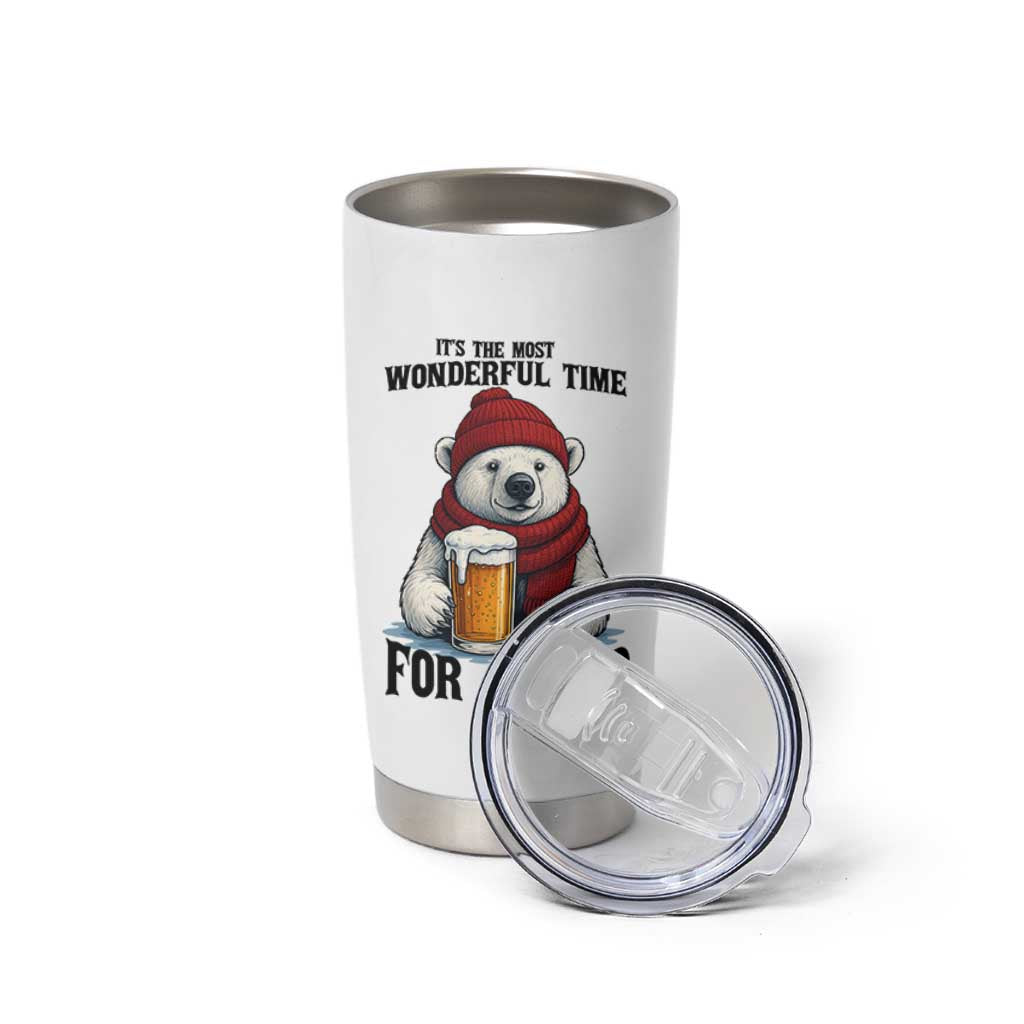 It is The Most Wonderful Time For A Beer Tumbler Cup Funny Polar Bear Drinking Beer