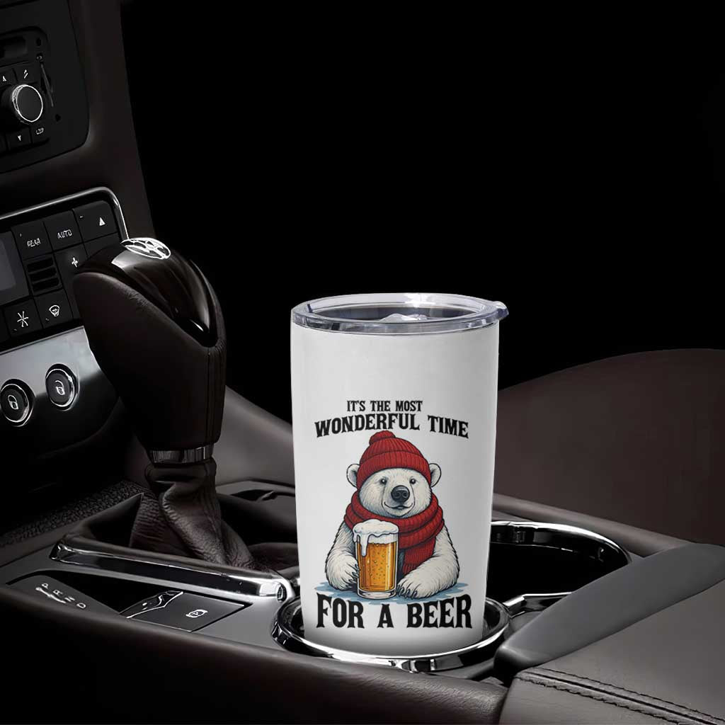 It is The Most Wonderful Time For A Beer Tumbler Cup Funny Polar Bear Drinking Beer